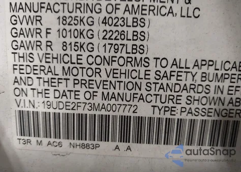 2021 Acura Ilx Premium Package/Technology Package из США, поврежденный, VIN 19UDE2F73MA007772